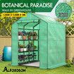 ALFORDSON Greenhouse Gabled Shed Walk-in Green House 8 Shelves Cover 1.45x1.45x2m