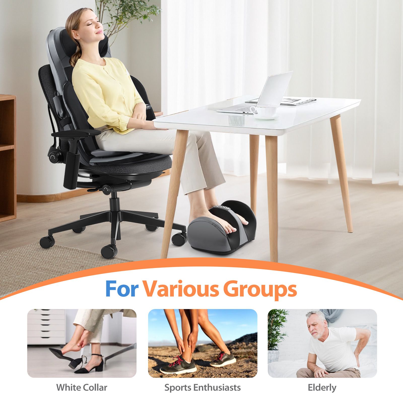 Full Body Massage Cushion Chair Shiatsu Back Neck Massaging Pad Seat Heat Vibration Rolling Kneading with Foot Massager Remote Pillow Homasa