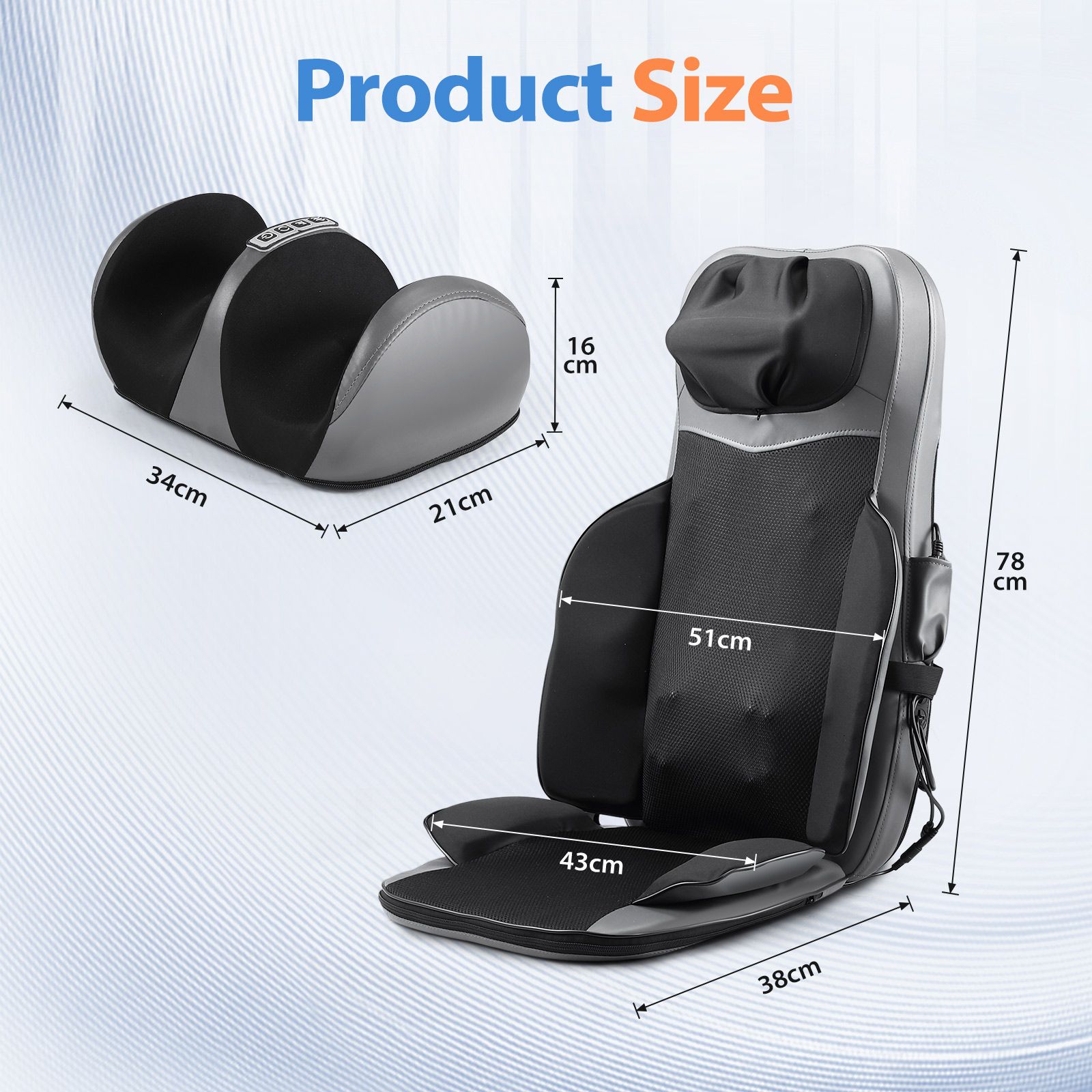 Full Body Massage Cushion Chair Shiatsu Back Neck Massaging Pad Seat Heat Vibration Rolling Kneading with Foot Massager Remote Pillow Homasa