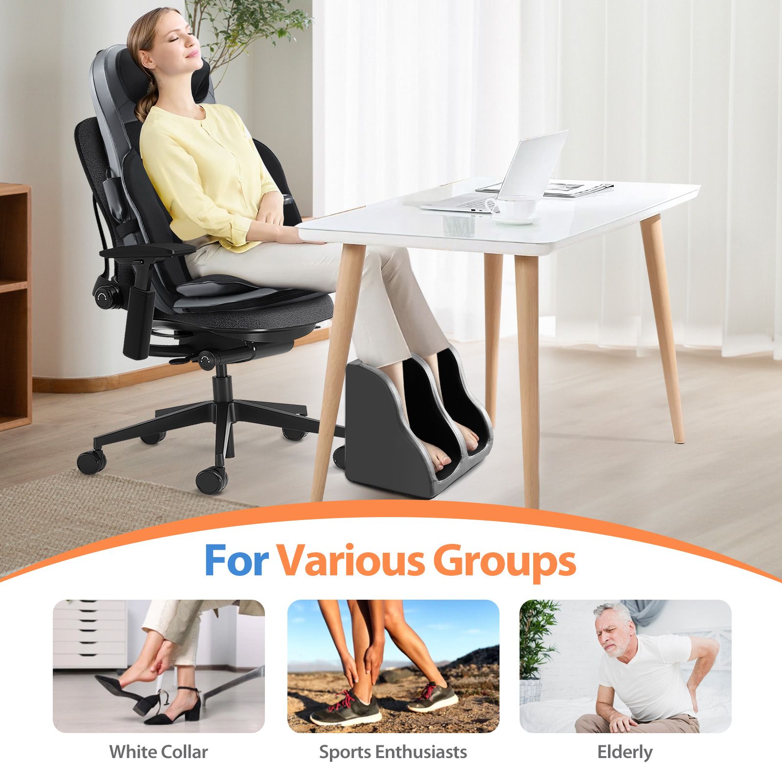Full Body Massage Cushion Shiatsu Back Neck Massaging Chair Seat Pad Kneading Rolling Vibration Heat with Foot Massager Remote Pillow Homasa