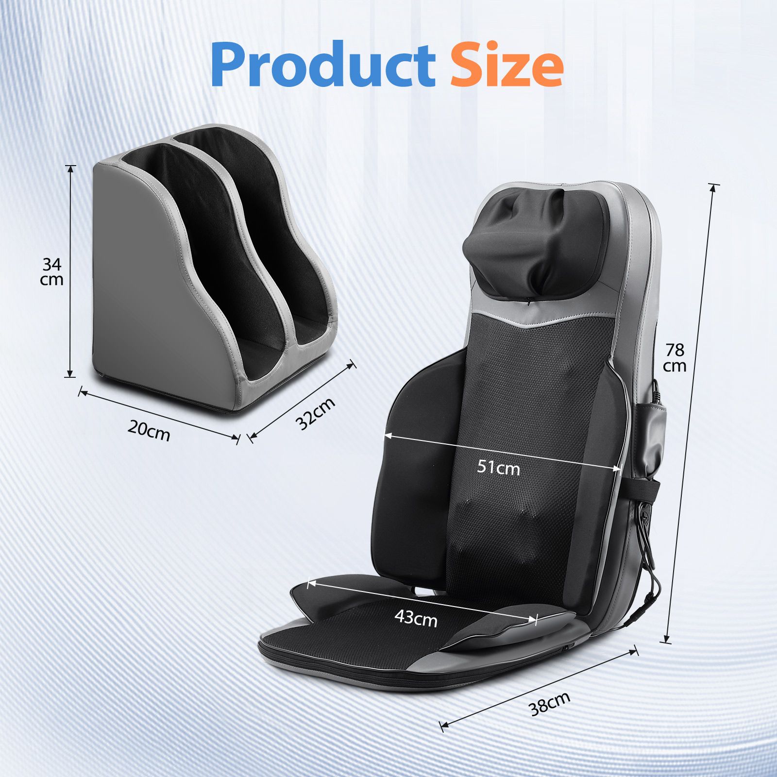 Full Body Massage Cushion Shiatsu Back Neck Massaging Chair Seat Pad Kneading Rolling Vibration Heat with Foot Massager Remote Pillow Homasa