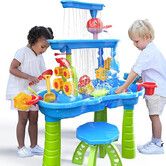 3in1 Sand Water Table   Kids Beach Summer Sandbox Table Outdoor Activity  Dolphin Water Wheel Molds Bucket Shovel Kids Toy Christmas Birthday Gift