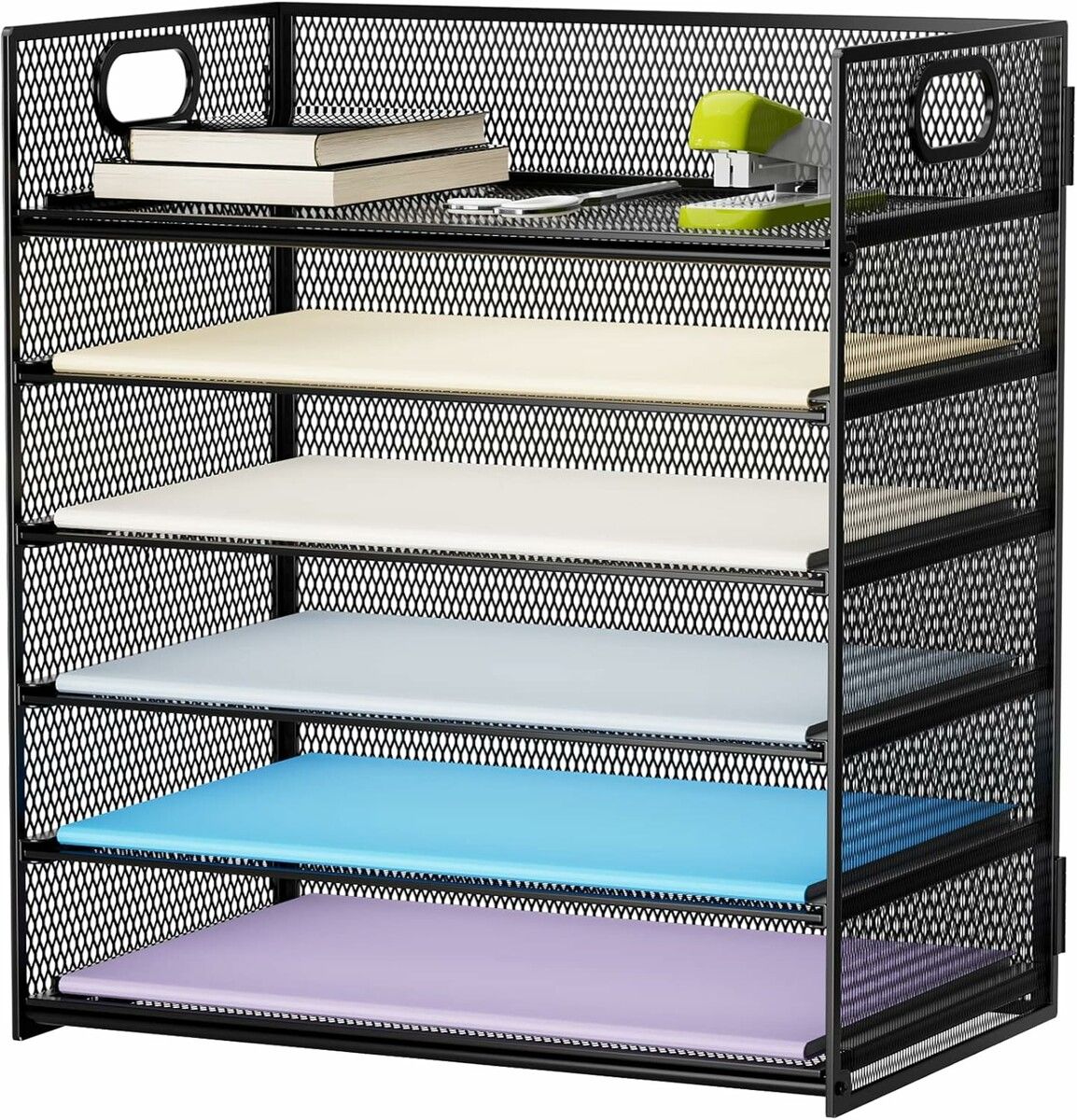 Desk Organizer File Holder 6-Tier File Organiser Paper Sorter Organizer for Letter A4 Office File