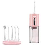 Water Flosser for Teeth Cordless, Oral Irrigator, Rechargeable Dental Water Jet with 280ML Water Tank and 5 Jet Tips for Travel Home (Pink)
