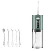 Water Flosser for Teeth Cordless, Oral Irrigator, Rechargeable Dental Water Jet with 280ML Water Tank and 5 Jet Tips for Travel Home (Green)