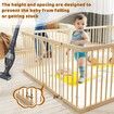 8 Panel Wooden Baby Playpen Large Size Baby Playard for Babies and Toddlers with Safety Gate