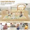 8 Panel Wooden Baby Playpen Large Size Baby Playard for Babies and Toddlers with Safety Gate