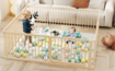 8 Panel Wooden Baby Playpen Large Size Baby Playard for Babies and Toddlers with Safety Gate