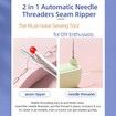 2 in 1 Automatic Needle Threaders Seam Ripper,Quilting Supplies Sewing Kit,Quick Sewing Machine Loop Needle Threaders,Purple