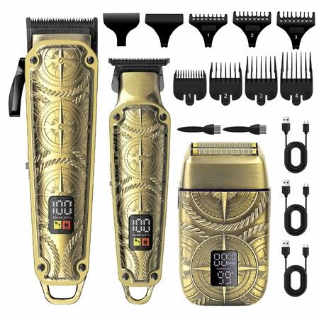 Professional Hair Clippers 3 in 1 Hair Trimmer Beard Trimmer Electric Shavers Razor for Men Cordless Beard Grooming Set LCD Display