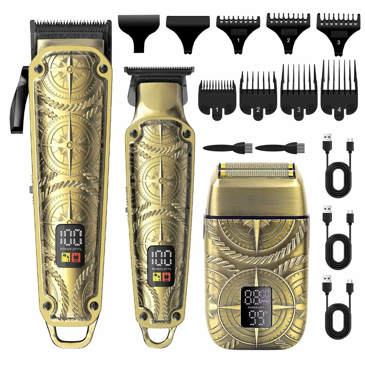 Professional Hair Clippers 3 in 1 Hair Trimmer Beard Trimmer Electric Shavers Razor for Men Cordless Beard Grooming Set LCD Display