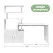 Office Computer Desk L Shaped Rotating Corner Study Gamer Furniture Home Work Writing Gaming Executive Table Modern with Bookshelf 2 Cabinets