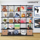 25 Cube Storage Organizer Ball Rack Wire Grid Bookshelf DIY Modular Clothes Cabinet Photo Toys Shelf Metal Black