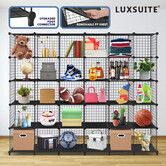 30 Cube Storage Organizer Ball Rack Wire Grid Bookshelf DIY Modular Clothes Cabinet Photo Shelf Metal Black