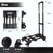 Folding Hand Truck, 100kgs Heavy Duty Luggage Cart, Utility Dolly Platform Cart with 6 Wheels & 2 Elastic Ropes for Luggage,Shopping, Office Use,Black