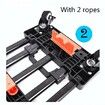 Folding Hand Truck, 100kgs Heavy Duty Luggage Cart, Utility Dolly Platform Cart with 6 Wheels & 2 Elastic Ropes for Luggage,Shopping, Office Use,Black