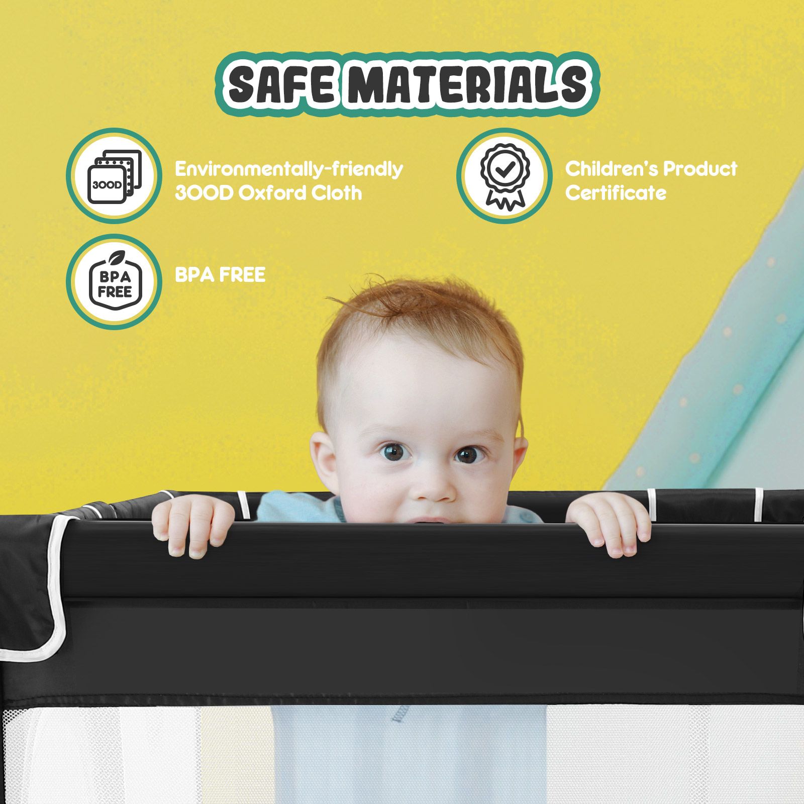 Baby Playpen Safety Gate Pen Fence Kids Playground Indoor Play Activity Centre Game Room Enclosure Barrier Yard Mesh Walls 150x200cm
