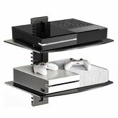 Glass Floating Shelves,TV Wall Mount with Shelf for DVD Player/PS4/Cable Boxes/Game Consoles/Sky Box/TV Accessories,2 Tiers Shelves