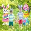 Easter Yard Signs 2pcs with Stakes Cute Bunny Eggs Garden Decorations Outdoor Holiday Welcome Festival Party Supplies Lawn Garden Yard Decor