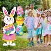 Easter Yard Signs 2pcs with Stakes Cute Bunny Eggs Garden Decorations Outdoor Holiday Welcome Festival Party Supplies Lawn Garden Yard Decor