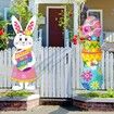 Easter Yard Signs 2pcs with Stakes Cute Bunny Eggs Garden Decorations Outdoor Holiday Welcome Festival Party Supplies Lawn Garden Yard Decor