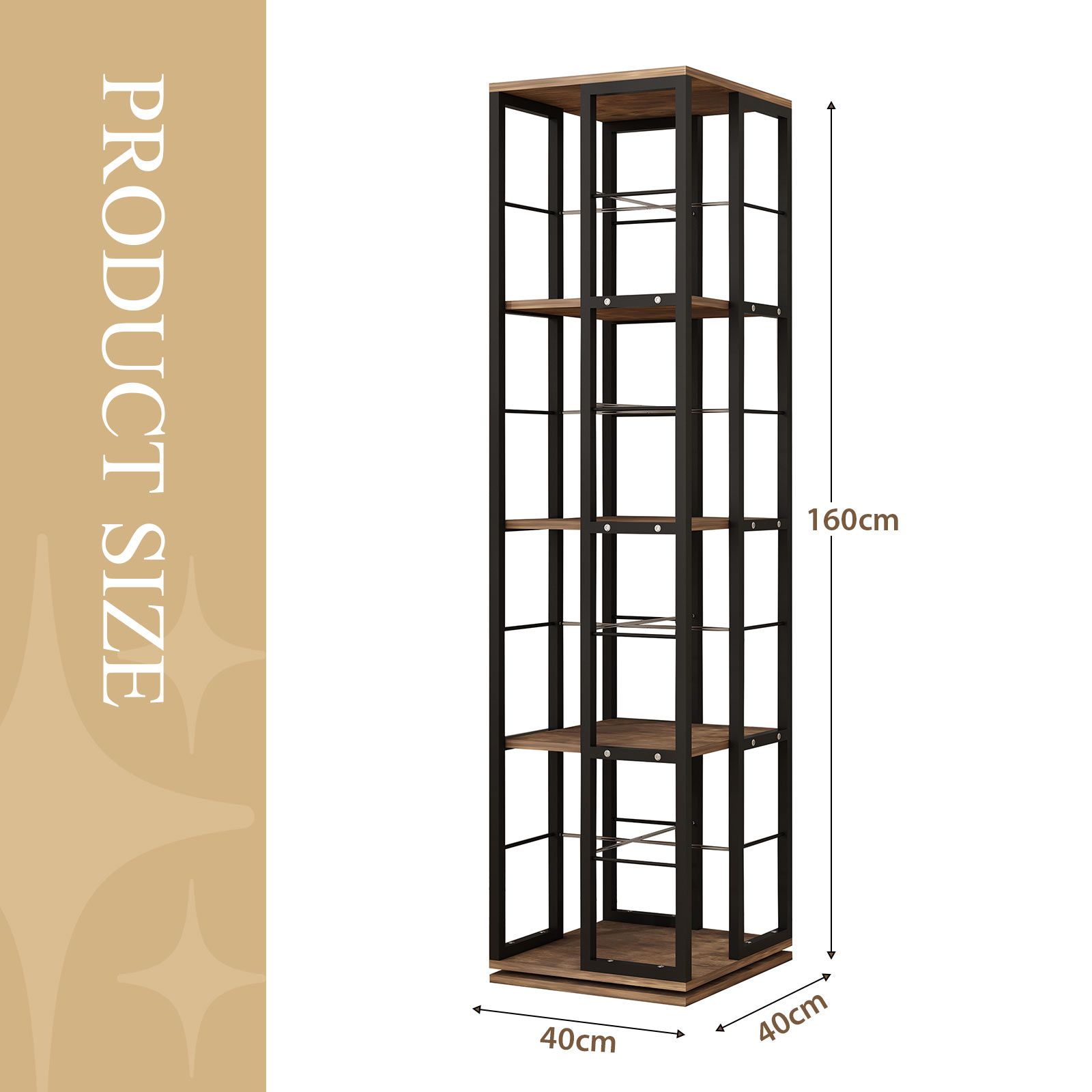 4 Tier Rotating Bookshelf Bookcase Vertical Corner Display Storage Unit Shelves Stand Swivel Heavy Duty Flower Plant Shelving Rack