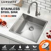 Kitchen Sink Stainless Steel Basin Laundry Drop In Undermount Flush Single Bowl Bar Workstation Handmade Rectangle 304 Waste Drainer Silver 51x45x21cm