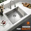 Kitchen Sink Stainless Steel Basin Laundry Drop In Undermount Flush Single Bowl Bar Workstation Handmade Rectangle 304 Waste Drainer Silver 51x45x21cm
