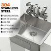 Kitchen Sink Stainless Steel Basin Laundry Drop In Undermount Flush Single Bowl Bar Workstation Handmade Rectangle 304 Waste Drainer Silver 51x45x21cm