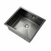 Black Kitchen Sink Stainless Steel Basin Laundry Drop In Undermount Flush Single Bowl Bar Workstation Rectangle Handmade 304 Waste Drainer 51x45x21cm