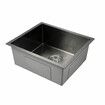 Black Kitchen Sink Stainless Steel Basin Laundry Drop In Undermount Flush Single Bowl Bar Workstation Rectangle Handmade 304 Waste Drainer 51x45x21cm