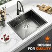 Black Kitchen Sink Stainless Steel Basin Laundry Drop In Undermount Flush Single Bowl Bar Workstation Rectangle Handmade 304 Waste Drainer 51x45x21cm