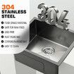 Black Kitchen Sink Stainless Steel Basin Laundry Drop In Undermount Flush Single Bowl Bar Workstation Rectangle Handmade 304 Waste Drainer 51x45x21cm