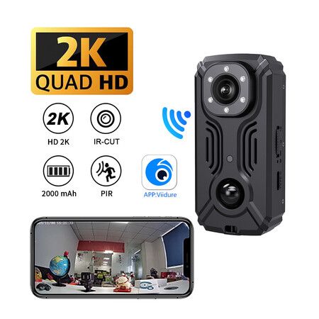 2K HD Body Cameras with Audio and Video Recording,Night Vision Body Cam, Built-in 2000mAh Battery