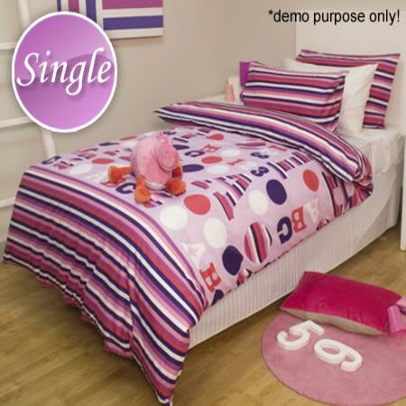 Jelly Bean Kids Disco Girl Single Sized Bed Quilt Cover / Pillowcase Set