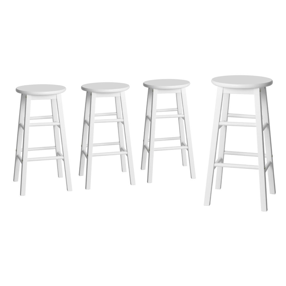 Artiss 4x Bar Stools Round Chairs Wooden White