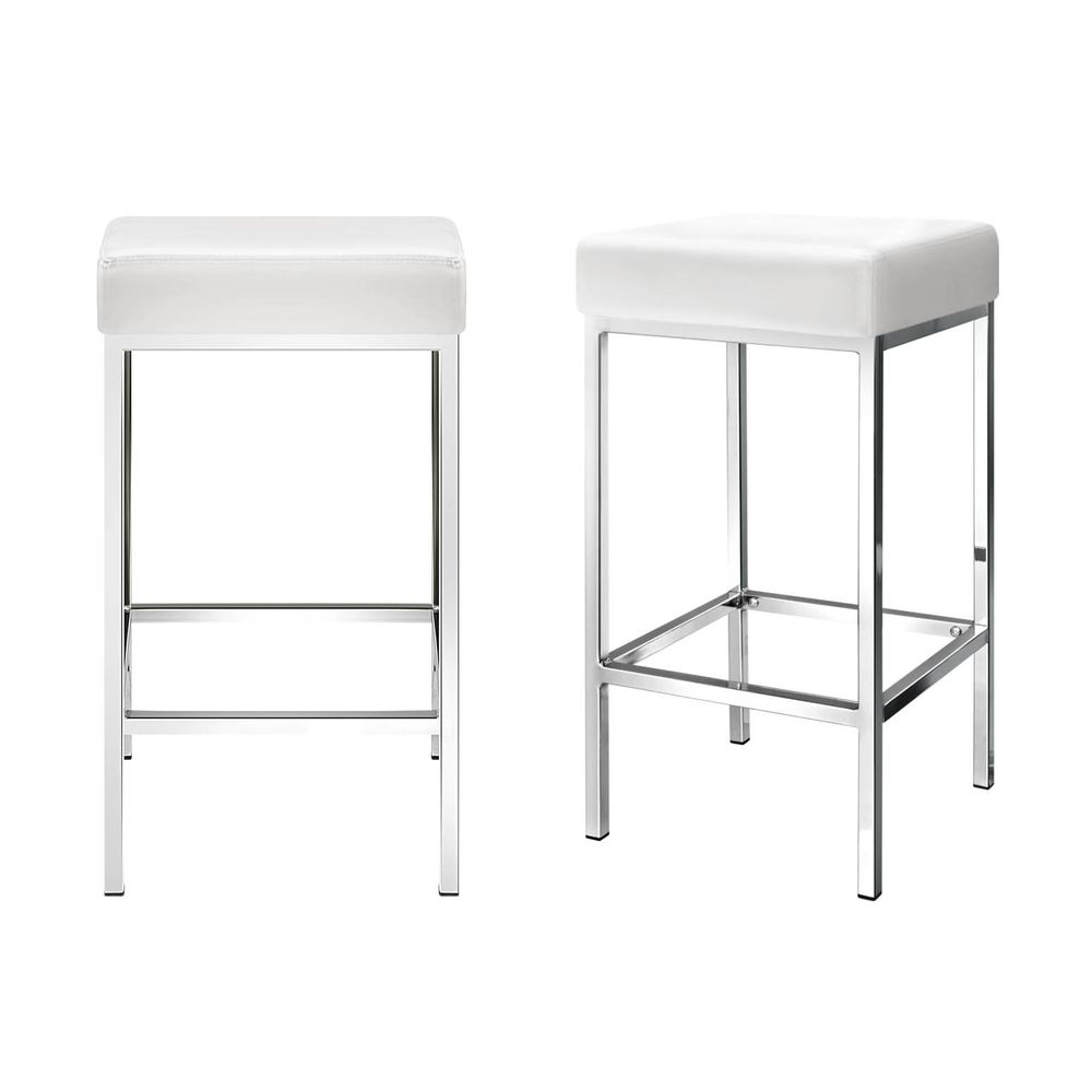 Artiss 4x Bar Stools Leather Padded Metal White