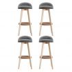 Artiss 4x Bar Stools Padded Linen Wooden Grey