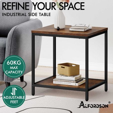 ALFORDSON Side Table Coffee Table Sofa End 2-Tier Industrial Storage Shelf
