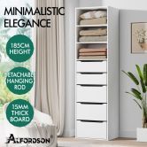 ALFORDSON Wardrobe Clothes Closet Storage Cabinet 5 Drawers White