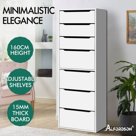 ALFORDSON Wardrobe Clothes Closet Storage Cabinet 7 Drawers White