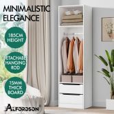 ALFORDSON Wardrobe Clothes Closet Storage Cabinet Hanging Rod White