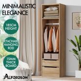 ALFORDSON Wardrobe Clothes Closet Storage Cabinet Hanging Rod Wood