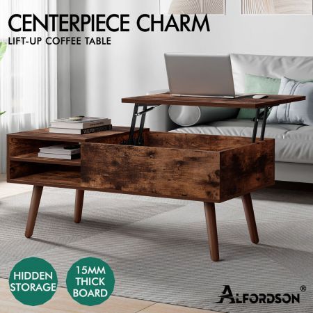 ALFORDSON Coffee Table Lift Up Top Hidden Storage Dark Oak