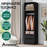 ALFORDSON Wardrobe Clothes Closet Storage Cabinet Hanging Rod Black