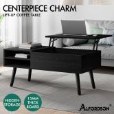 ALFORDSON Coffee Table Lift Up Top Hidden Storage Black