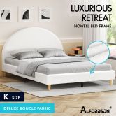 ALFORDSON Bed Frame King Size Mattress Base Platform White Boucle CALLA