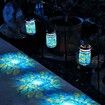 2 Pcs Mosaic Solar Lanterns Outdoor Waterproof Jar Lights Solar Powered, Hand Paste 141 Crystal Mosaics Table Hanging Garden Backyard Decor Lamps, Blue