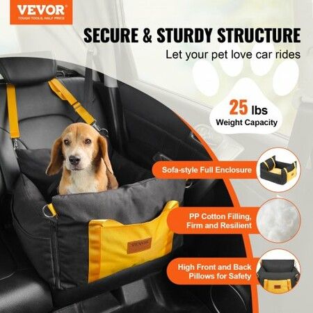 Dog Booster Car Seat Pet Car Seat for Small Dog up to 11.3 kg Black