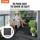 Interlocking Deck Tiles 36 Pack 12"x12" Plastic for Porch Dark Grey